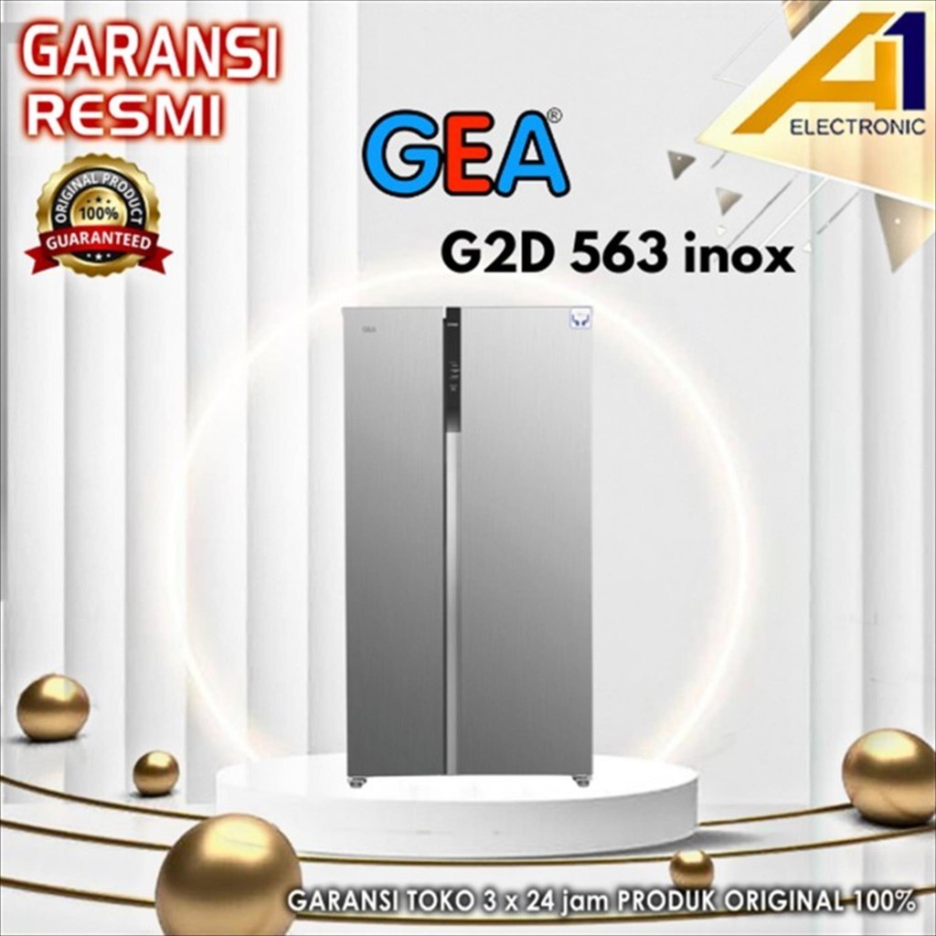 GEA KULKAS G2D-563 / G2D563 INOX , SIDE BY SIDE 563 LITER