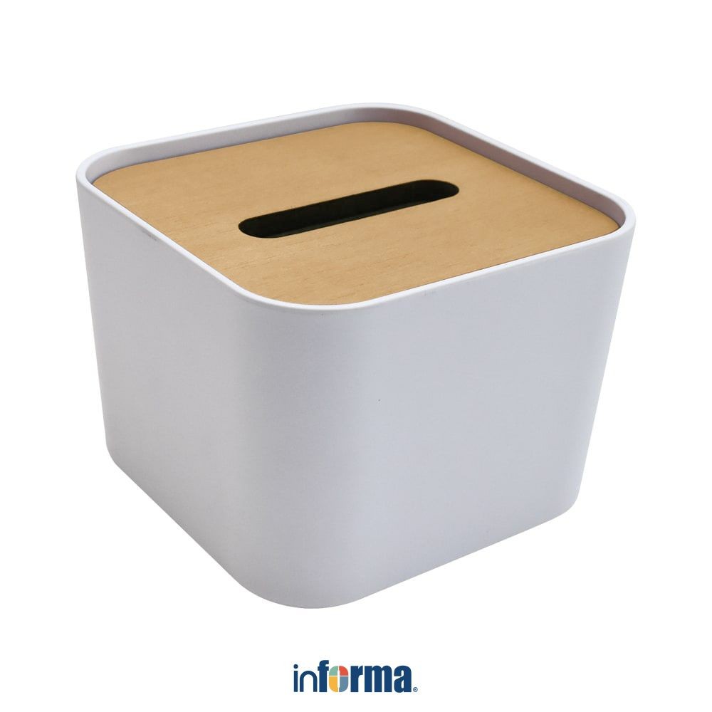 Informa 13x13x9.5 cm Zen Kotak Tisu - Putih Tissue Box Holder Tempat Tisu Aesthetic Wadah Penyimpana
