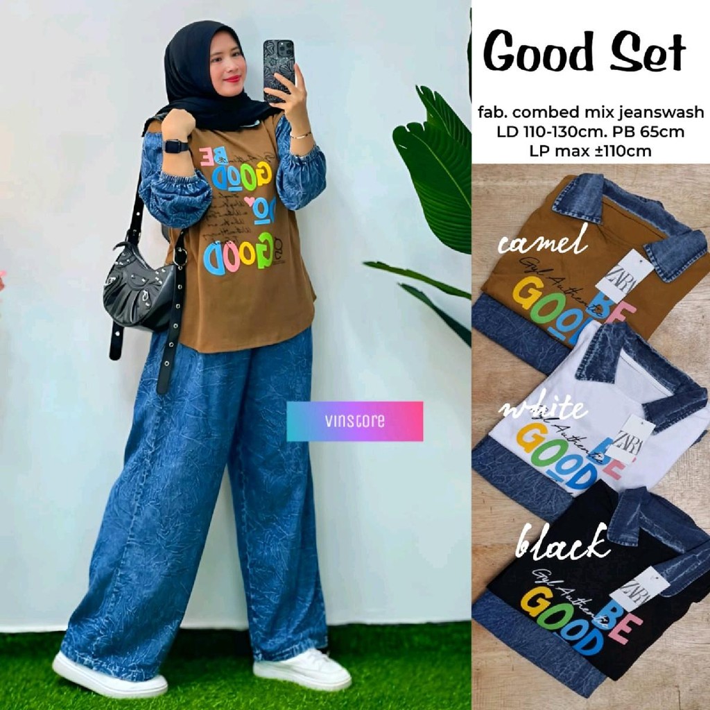 Good Setelan Kulot Atasan Motif Abstrak Tebal Premium