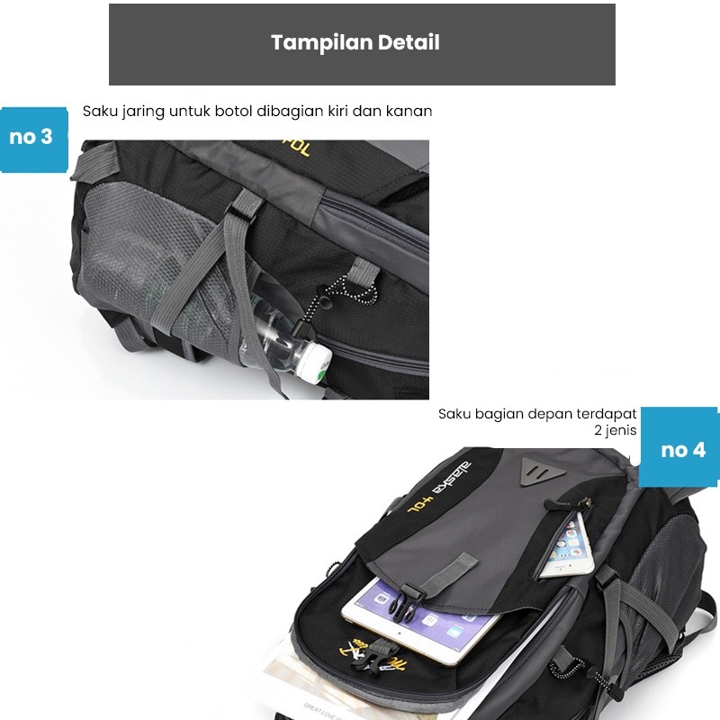 TJ77BM Techdoo 40L Tas Ransel Gunung Pria Hiking Camping Backpack Laptop Unisex Anti Air Travel Bag 