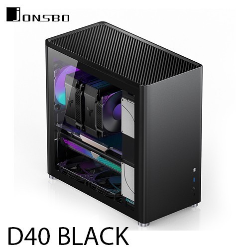 JONSBO D40 - Micro ATX, ATX Tempered Glass PC Case - Black