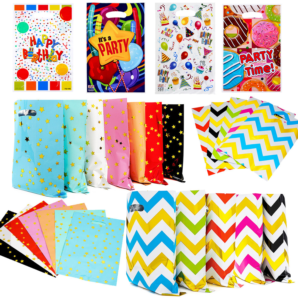 

10Pcs Printed Gift Bags Plastic Candy Snack Packing Bags Wedding Birthday Party Decoration Packaging Favors Guest Treat Bags