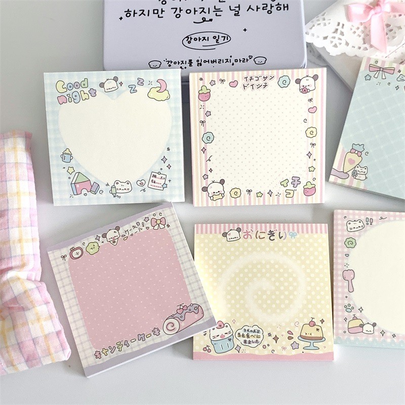 

MINKYS 50 Sheets Kawaii Puppy Square Memo Pads Paper To Do List Journal Note Paperlaria DIY Material Stationery