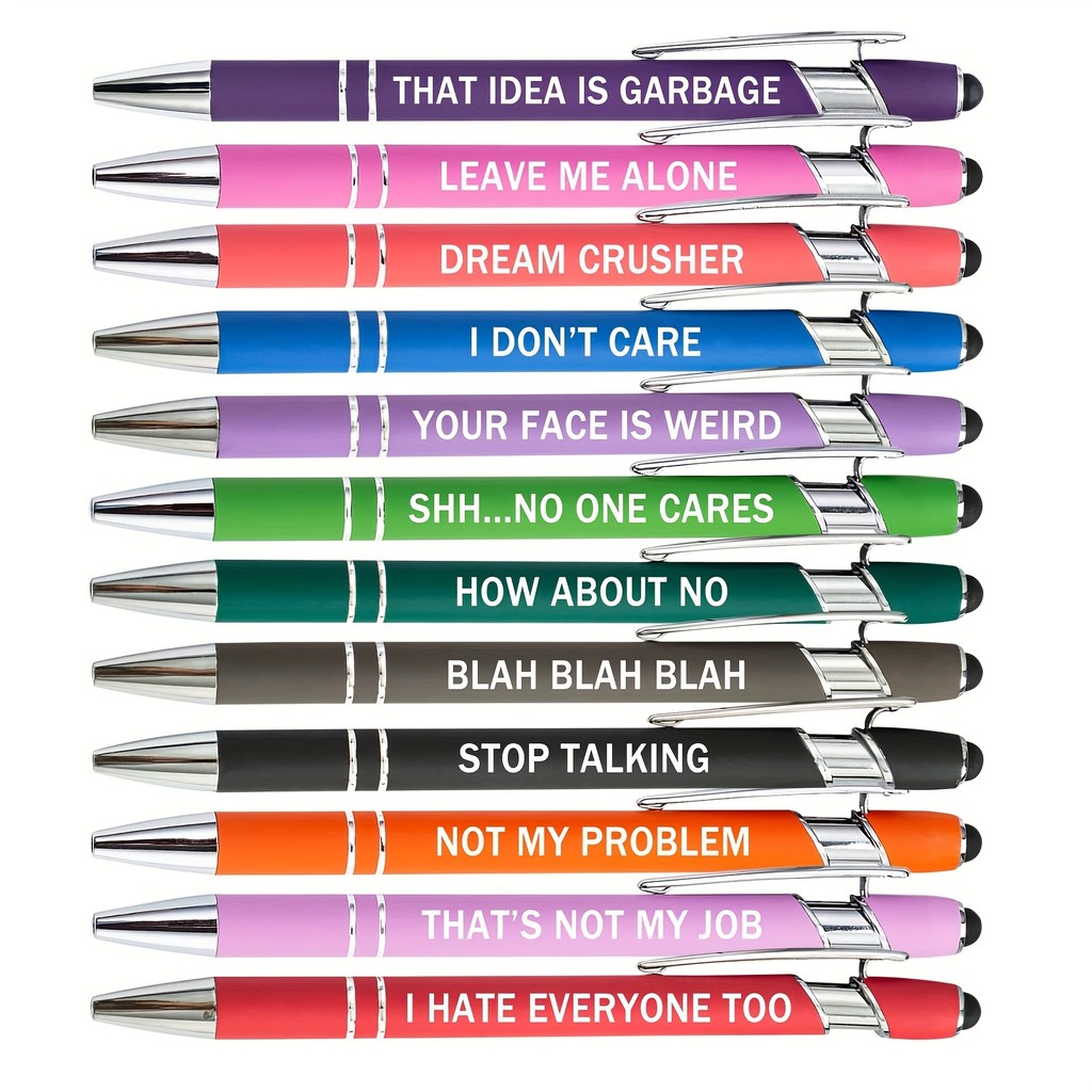

12 Pieces Inspirational Ballpoint Pens With Stylus Tip, Office Quotes Touch Stylus Pen Encouraging Scriptures, Black Ink