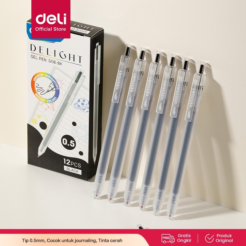 

Deli | Gel Pen 0.5 mm | G118-BK | Hitam