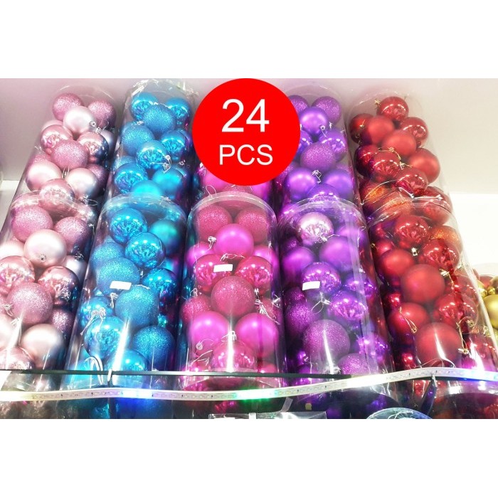 

Hiasan Gantung Bola Pohon Natal 8 Cm Isi 24 Pcs Merah Ungu Pink Biru R