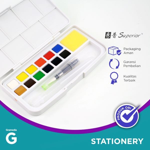 

Superior Water Color Solid W/Brush 12 Gtp-12A