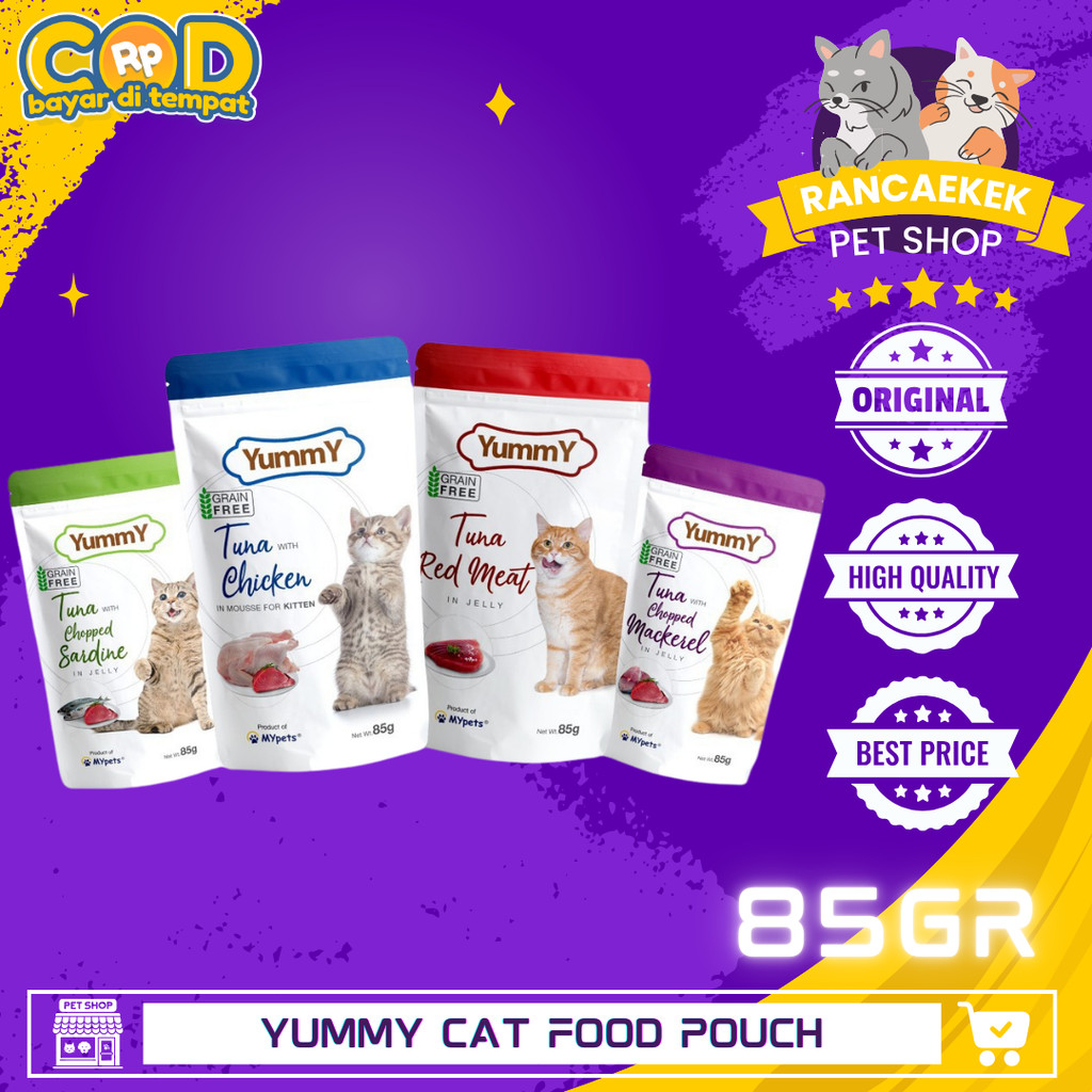 Yummy pouch cat 85gr kitten & adult ALL VARIANT yummy cat wet food