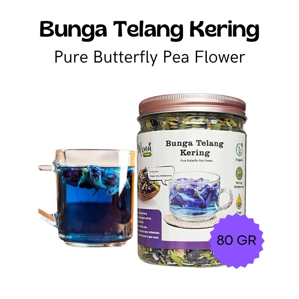 

Bunga Telang Kering Biru Organik Premium Grade A 80gr - Teh Herbal Butterfly Tea Pea Diet Detox