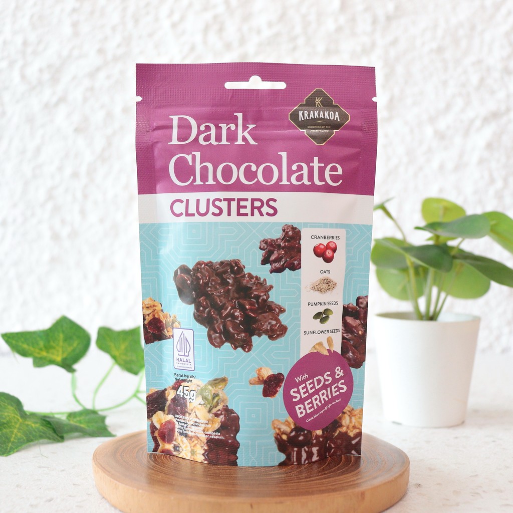 

Krakakoa Dark Chocolate Clusters with Seed & Berries Snack Cokelat