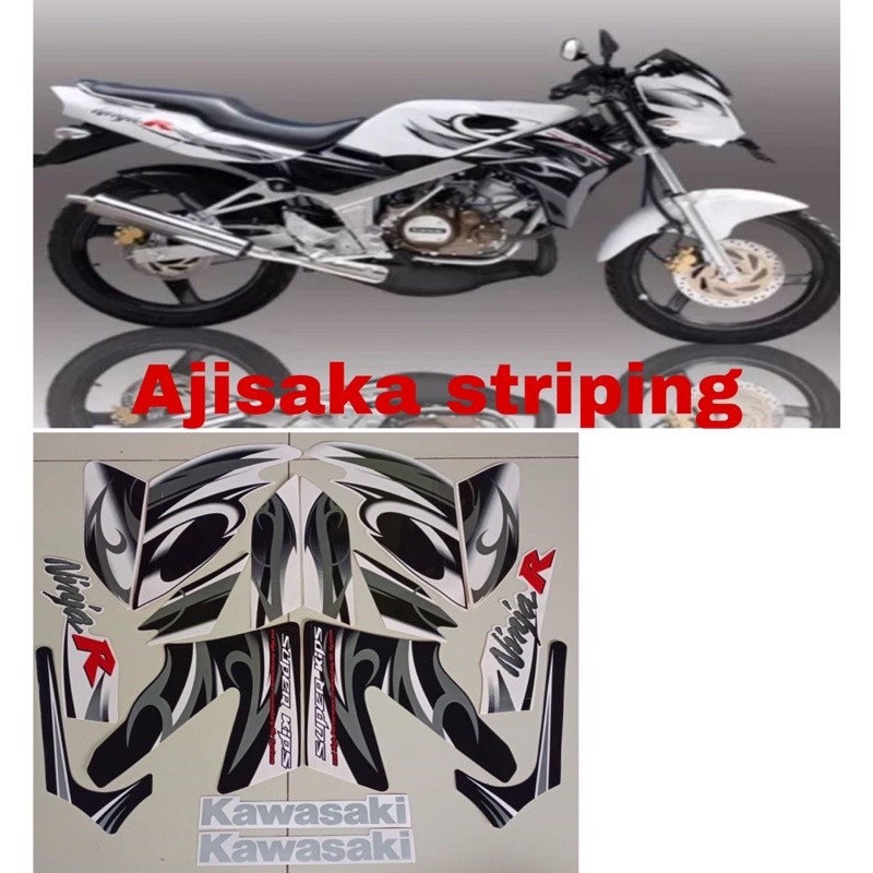 stiker ninja R 2012 putih striping ninja R 2012 putih stiker striping lis Lea Kawasaki ninja R 2012 