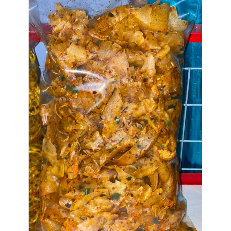 

Keripik singkong kiriwil pedas gurih daun jeruk