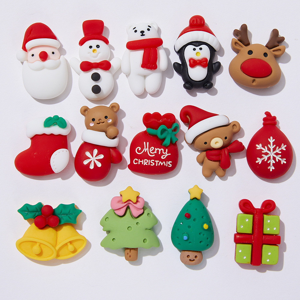 

10 Pcs New Mini Kawaii Christmas Series Resin Flat Back Cabochons Scrapbook Diy Party Hairpin Accessories Decorate Craft J67