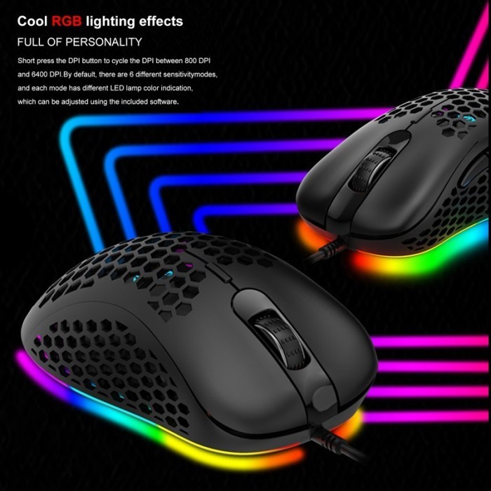 Honey Comb AULA F-810 RGB Effects-6400DPI-Macro-7Buttons - Mouse Gaming