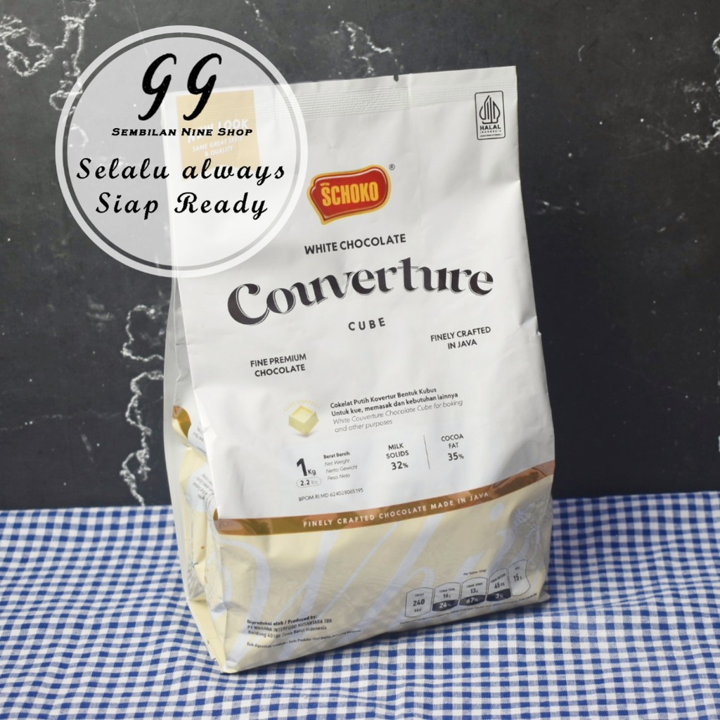 

SCHOKO CUBE WHITE Chocolate COUVERTURE 1 KG FINE PREMIUM Cokelat Coklat PUTIH KOVERTUR