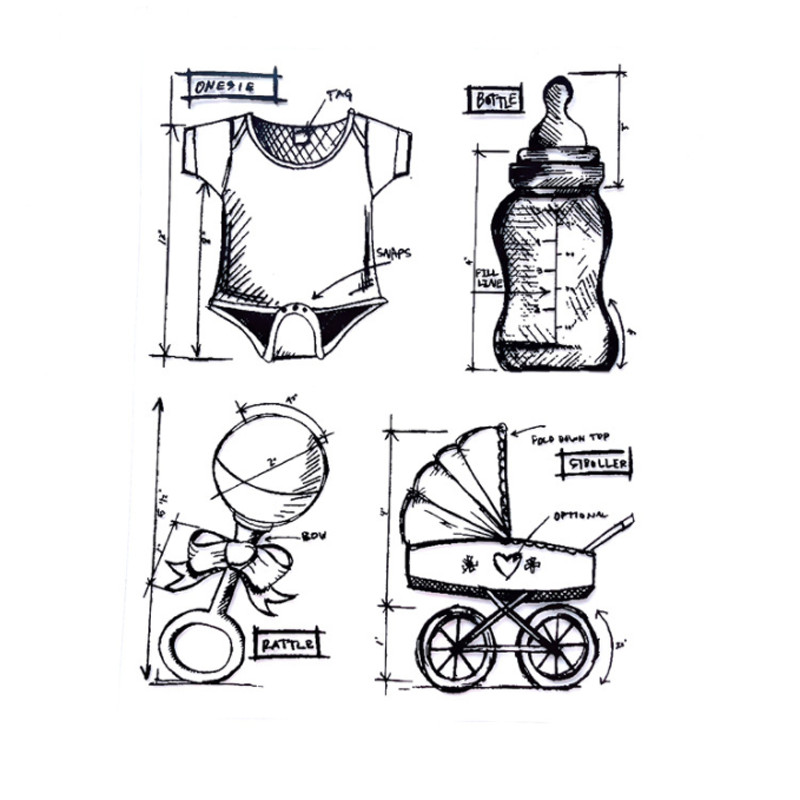 

Cute Baby Stroller Transparent Silicone Finished Stamp DIY Scrapbook Rubber Coloring Embossed Diary Stencils Decoration Reusable