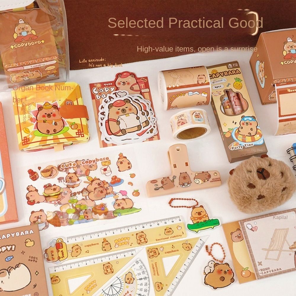

Kawaii Capybara Stationery Set Abundant Cartoon Birthday Gift Cute with Handbag Graduation Gift for Primary School Students