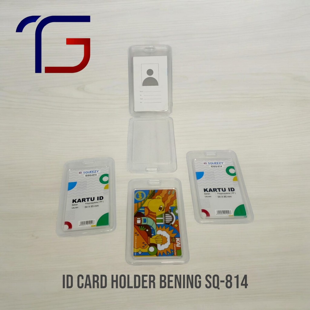 

ID Card / Nametag Holder Squeezy Vertikal Transparant 2 Sisi