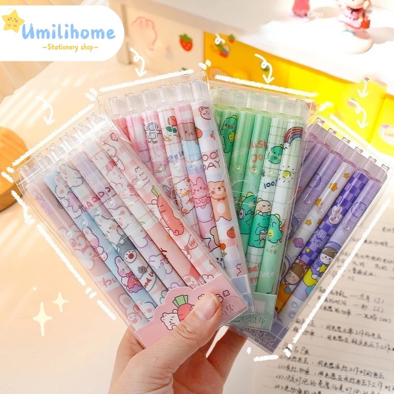 

Pulpen Gel 6pcs Aesthetic Pena Gel Mekanik Lucu 0,5mm Hitam Gel Pen Alat Tulis Bolpoin Bulpen Stationery For Student Back To School Office Stationery