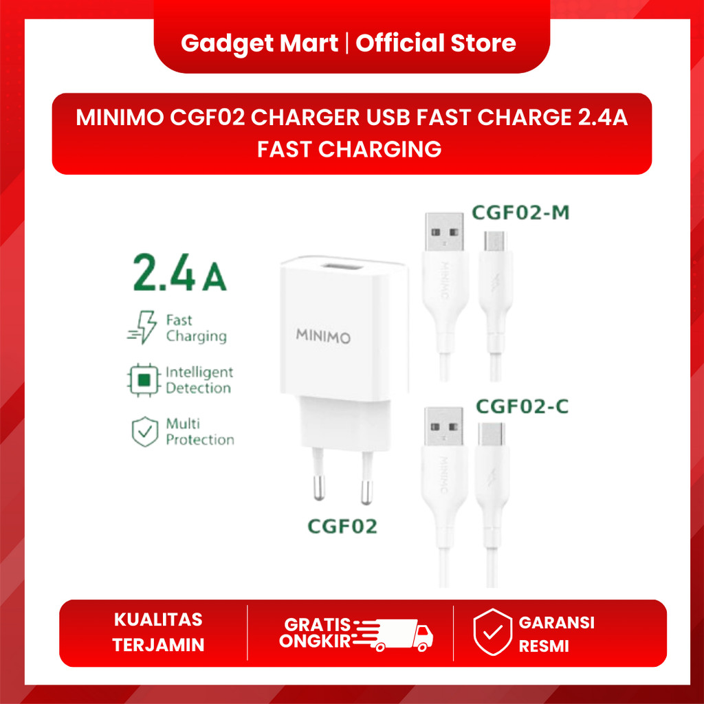 Minimo CGF02 Charger USB Fast Charge 2.4A Fast Charging