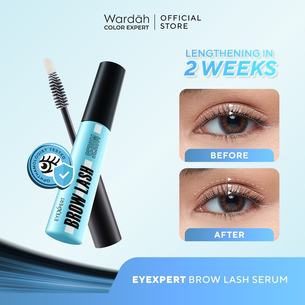 WARDAH EyeXpert Brow Lash Serum 10 ml - Serum Bulu Mata dan Alis, Panjang dan Tebal dalam 14 Hari, M