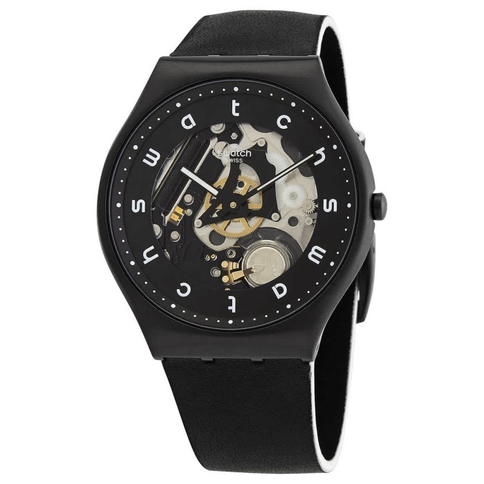 Promo Original SWATCH SS07B101 WHITE SIDE Jam Tangan Pria Analog Kulit  Swiss Garansi Resmi 2 Tahun