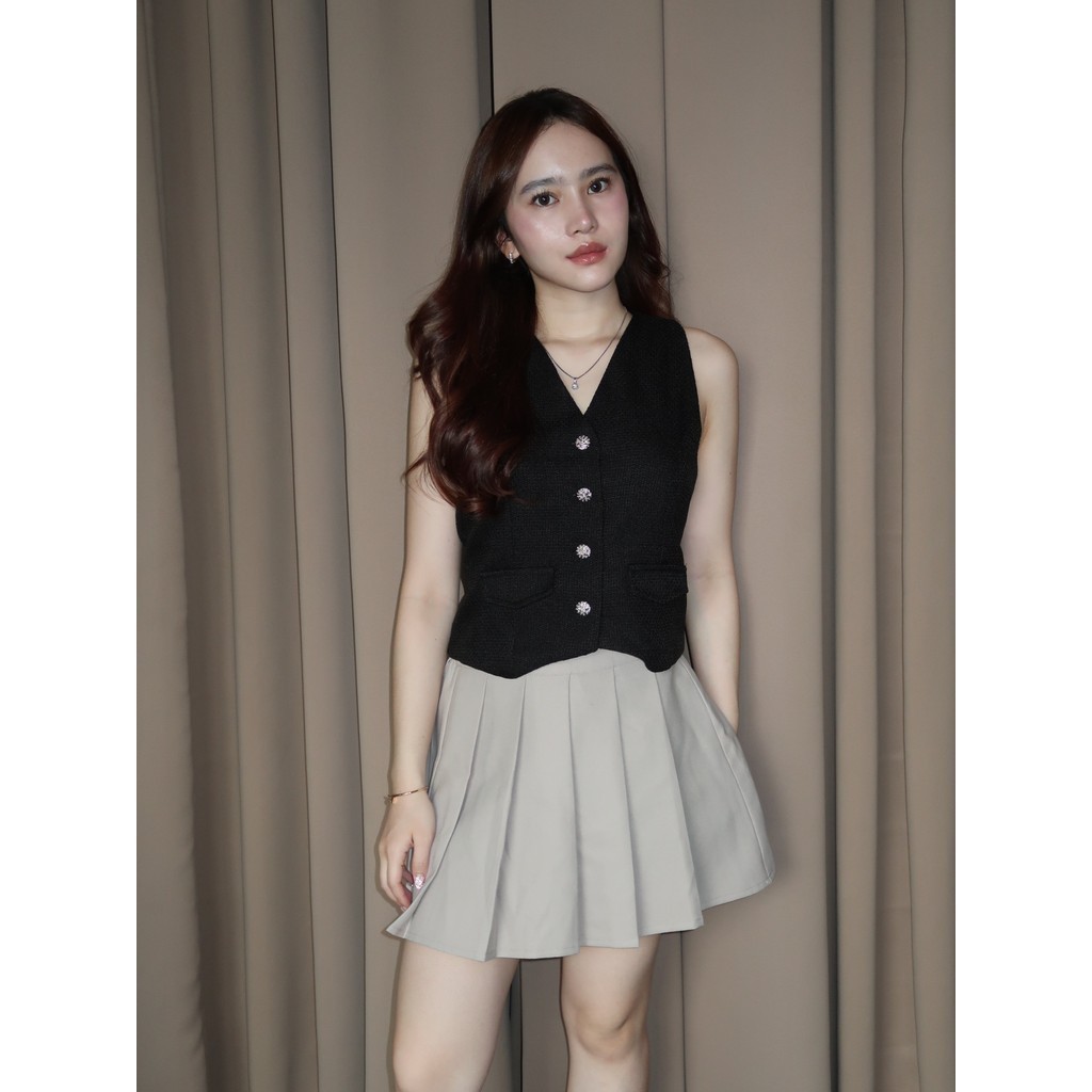 HAZEL Harlow Tweed Vest Rompi Tweed Wanita Vest Wanita Premium