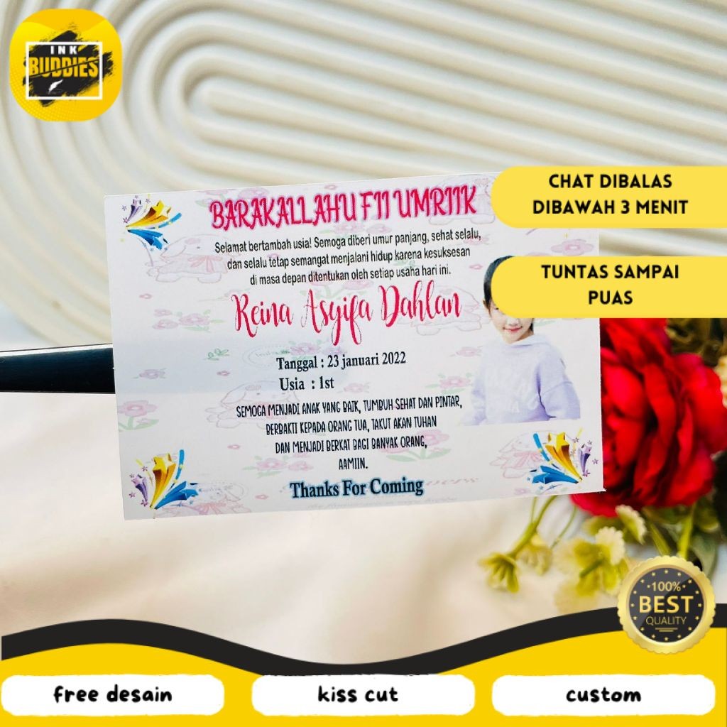 

INB Sticker Label Hampers Ulang Tahun Persegi Stiker Undangan Birthday Ultah Anak Print Custom
