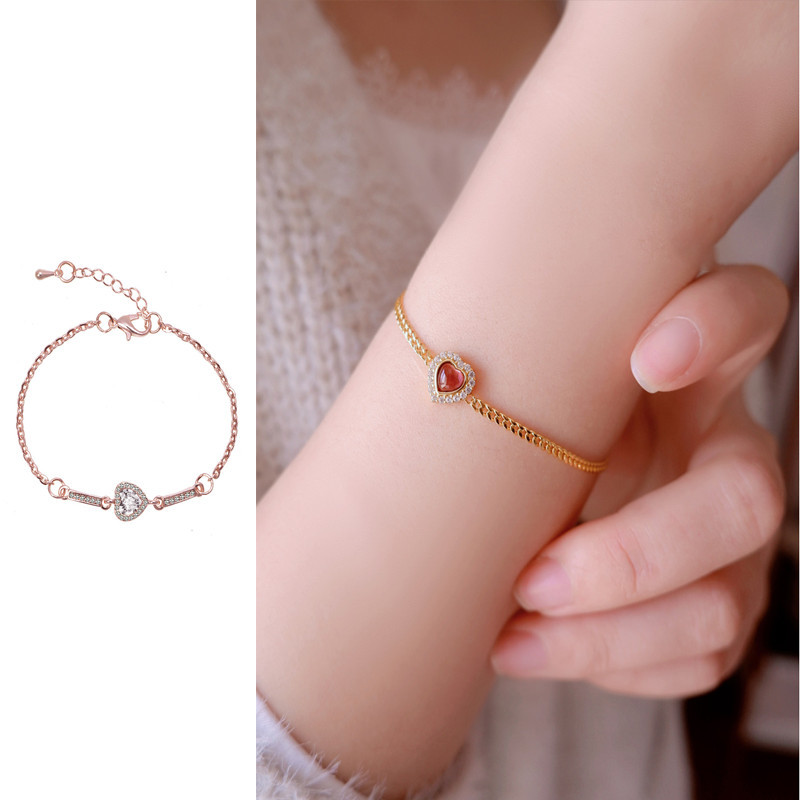 K.Anissa Pengiriman 24 Jam Bisa COD Lanme Jewelry Gelang Hati Wanita Permata Perhiasan Lapis Emas Ge