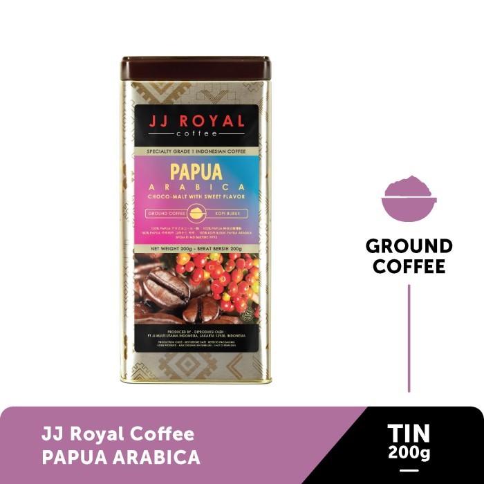 

[PROMO TERBAIK]- Coffee/Kopi JJ Royal Papua Arabica Ground Tin 200g