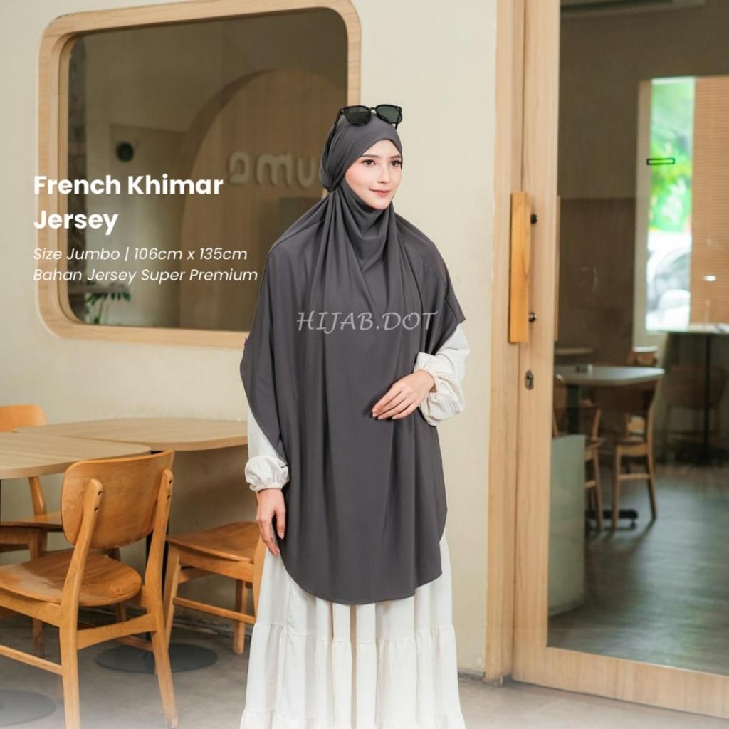 French Khimar Jersey Jumbo -Khimar Instan Syari Premium - Jilbab Haji & Umroh