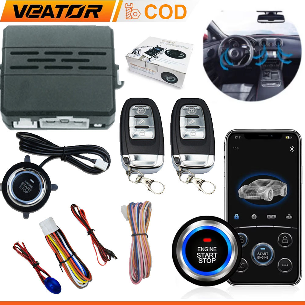 PKE Keyless Entry Car Alarm Car Remote One Start Stop Kit Ponsel Remote Control Mulai Mobil