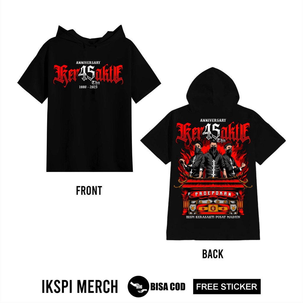 TS Hoodie IKSPI Anniversary Ker45akti 45 Thn Padepokan IKSPI Kerasakti Pusat Madiun Sablon DTF Desai