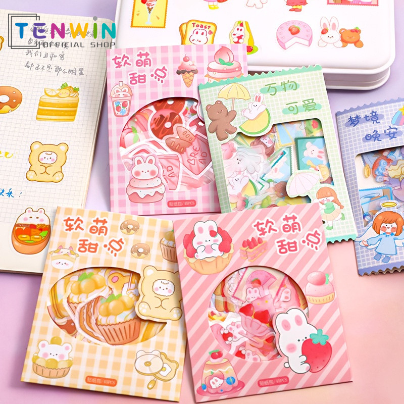 

Stiker 45 Makanan Penutup Lucu DIY Kartun Gadis Jantung Bahan Pola Stiker Dekorasi Alat Tulis Siswa