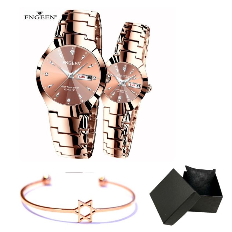 Galery Modern   FNGEEN ORIGINAL ANTI AIR JAM TANGAN COWOK CEWEK TALI RANTAI KLASIK BONUS GELANG DAN 