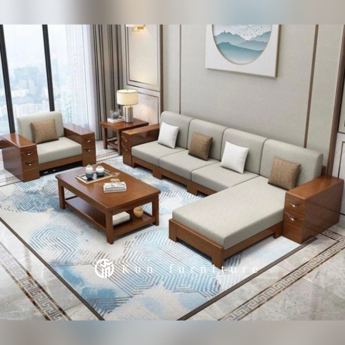 Kursi sofa tamu kayu jati minimalis modern laci mebel jepara