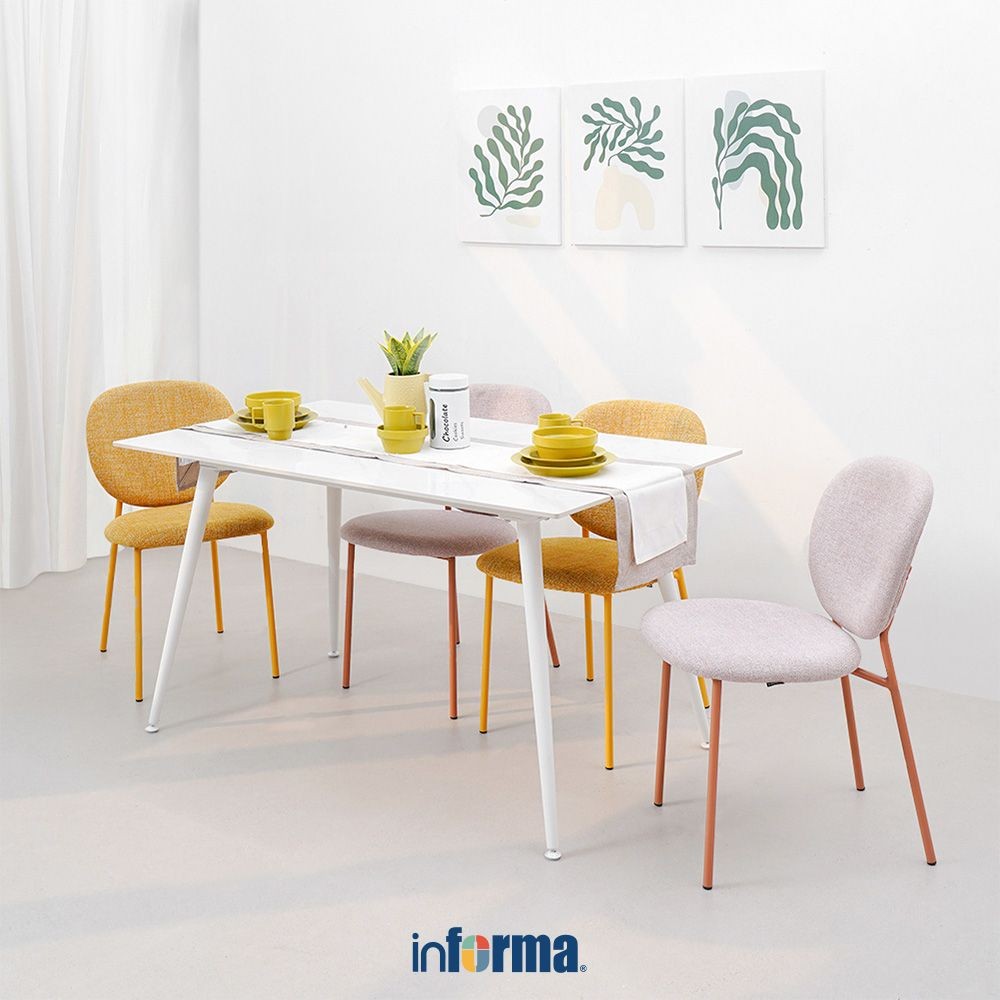 Informa Emory Meja Makan - Putih Dining Table Dinner Table Meja Kursi Ruang Makan Aesthetic Furnitur