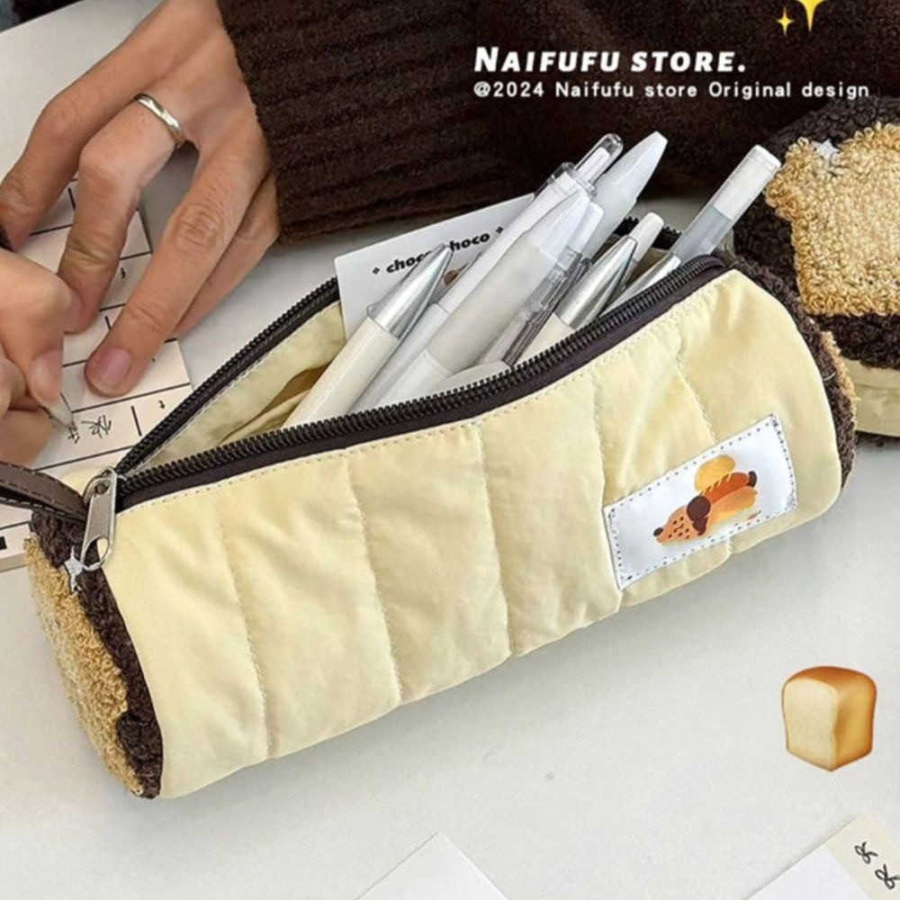 

Tempat pensil keriting gaya Korea, tas kosmetik keriting canggih, tempat pensil estetika gaya Korea