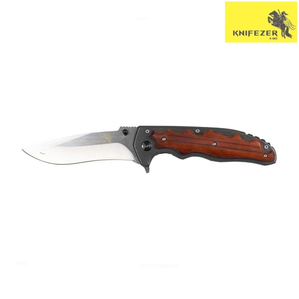 [KNIFEZER] Blade Pisau Lipat Berburu Knife Wooden Handle/ Pisau Hiking Camping Anti Karat - Original