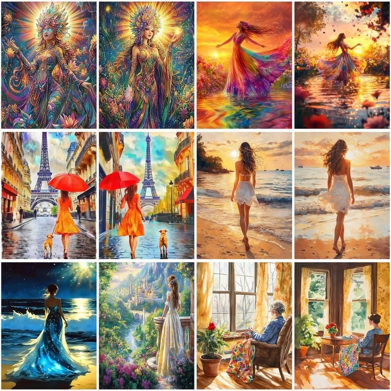 

CHENISTORY Coloring By Number Figure Drawing On Canvas HandPainted Art Gift DIY Oil Painting By Number Woman Home Decoration