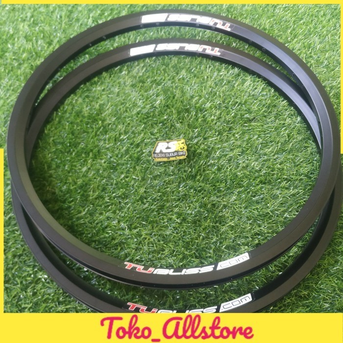 Sepasang velg 20 murni 406 double wall Alloy  TUBLISS hitam 28h sepeda lipat Minion minivelo bmx
