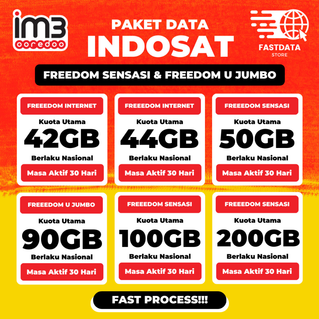 PAKET DATA IM3 INDOSAT FREEDOM SENSASI & FREEDOM U JUMBO SUPER MURAH PROSES CEPAT