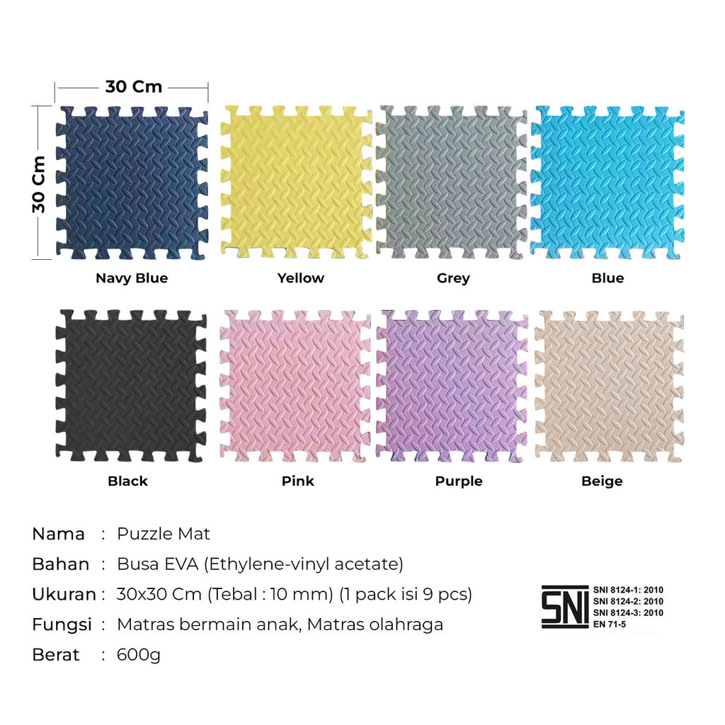 (HARGA 1PACK=9PC) MAINAN PUZZLE MATRAS KARPET TEBAL 10MM EVAMAT ALAS LANTAI 30X30