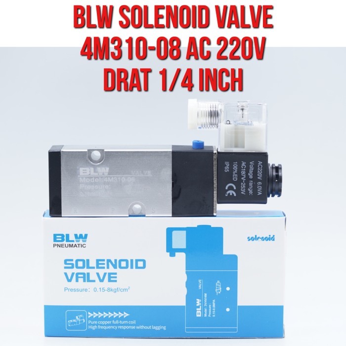 BLW Solenoid Valve Katup Solenoid 4M310-08 4M310 - 08 AC 220V Drat 1/4" 1/4 inch AC220V AC220 Direct
