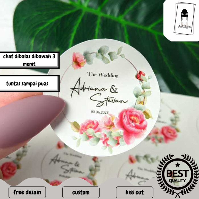 

Syncart 2-4 Stiker Wedding Souvenir Sticker Custom Ucapan Nikah Label Murah