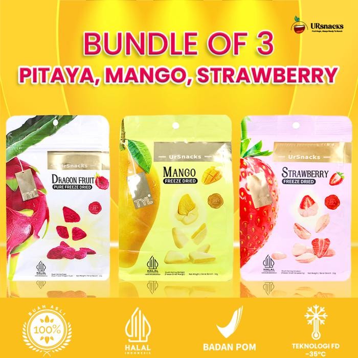 

Produk Baru!! URSNACKS Bundle Of 3 - Freeze Dried Keripik Buah Mangga + Strawberry + Buah Naga