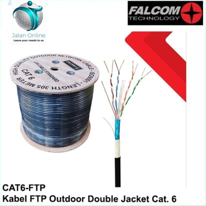 Falcom FTP Cat 6 Kabel Lan STP Cat6 Double Jacket Pelindung Outdoor