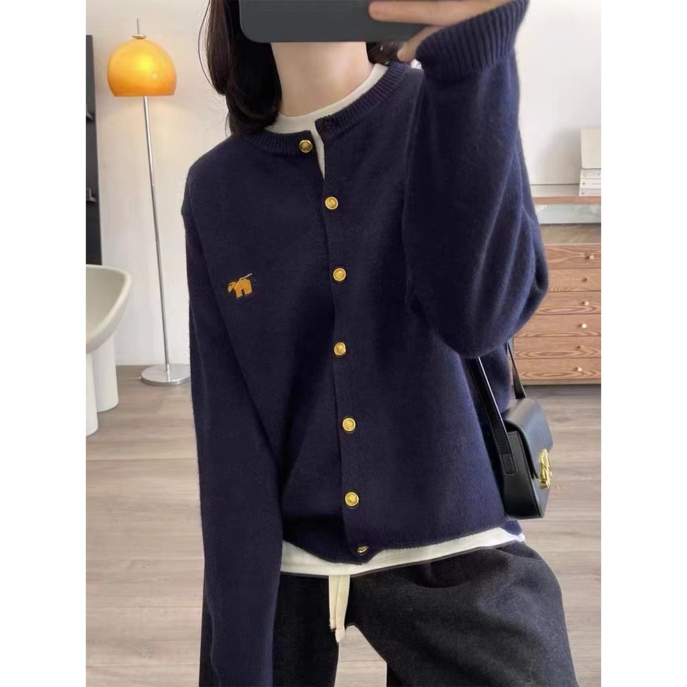Long-sleeved Cashmere cardigan women sweater cashmere knitted  O-neck Cashmere cardigan sweater coat