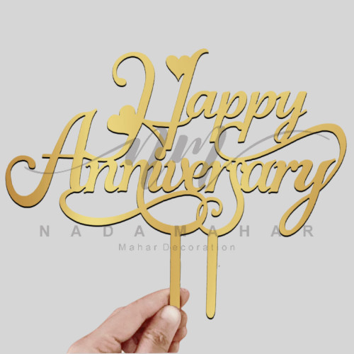 

Akrilik Dekorasi Kue / Topper Cake Happy Anniversary Akrilik Mirror 2mm Laser Cut Modern Nada Mahar