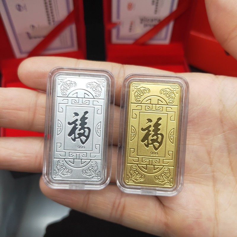 Ready 5 Pcs Jimat Penarik Uang Emas Batangan Palsu Miniatur Pajangan Emas Batangan